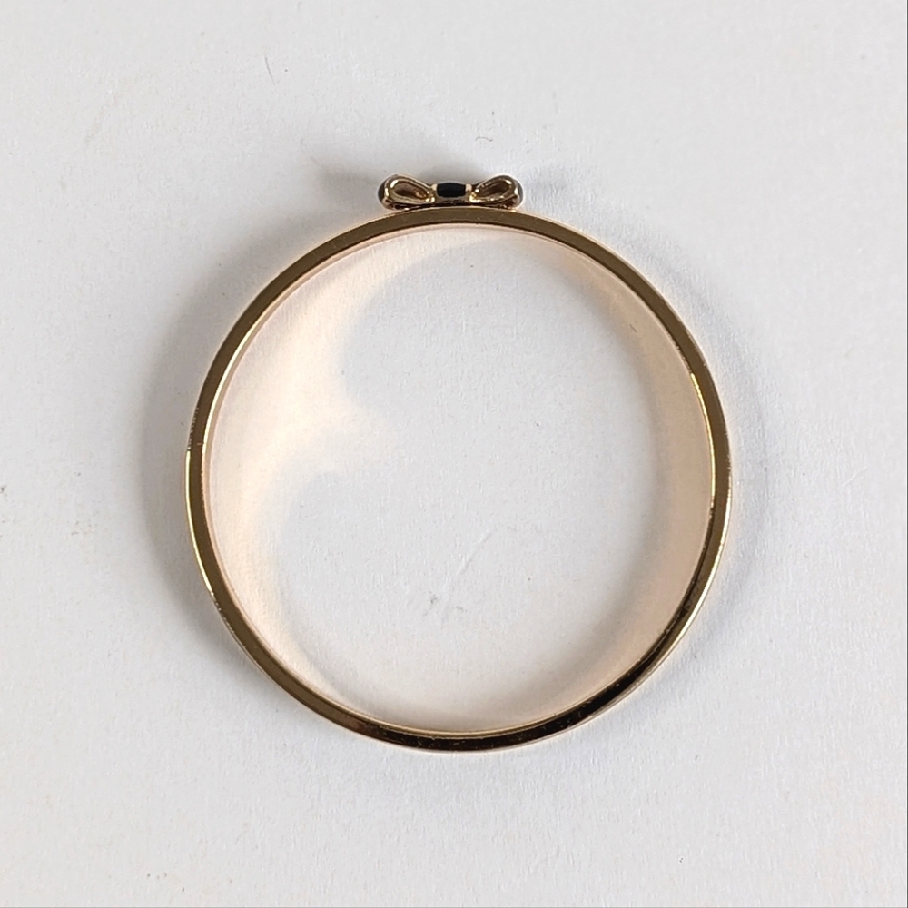 Kate Spade Take A Bow Enamel Layering Bracelet Black Enamel Gold Tone - Picture 7 of 9
